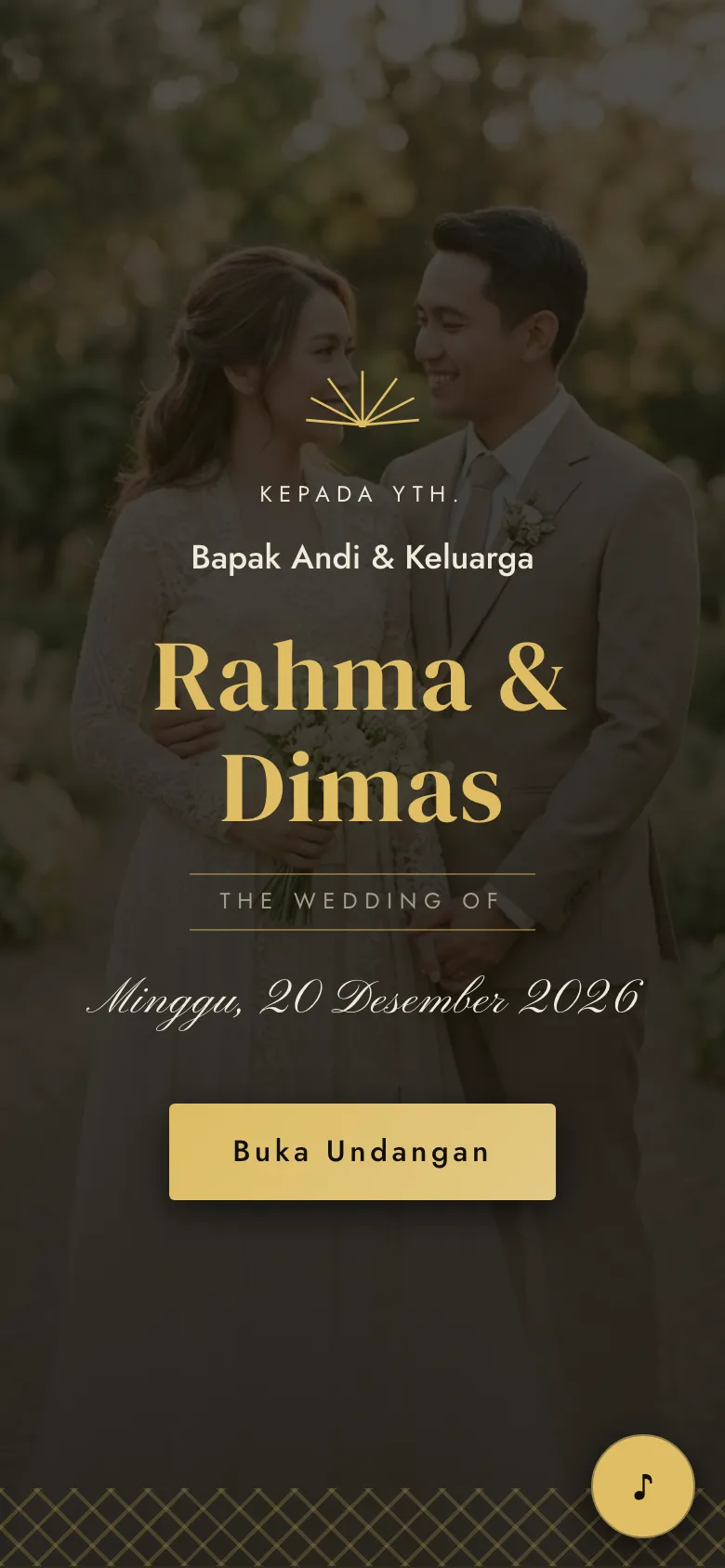 Tema undangan pernikahan digital Deco Gala