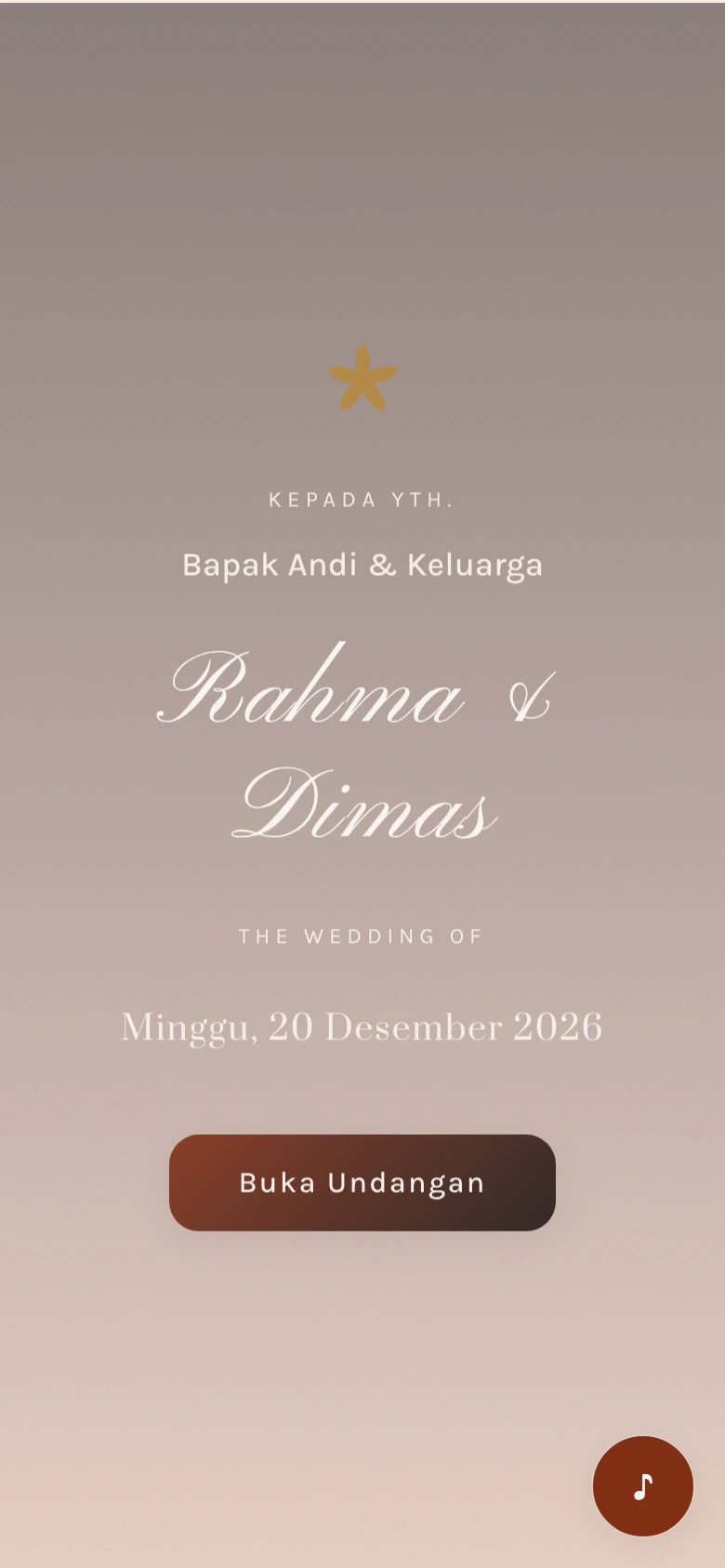 Tema undangan pernikahan digital Pura Bali