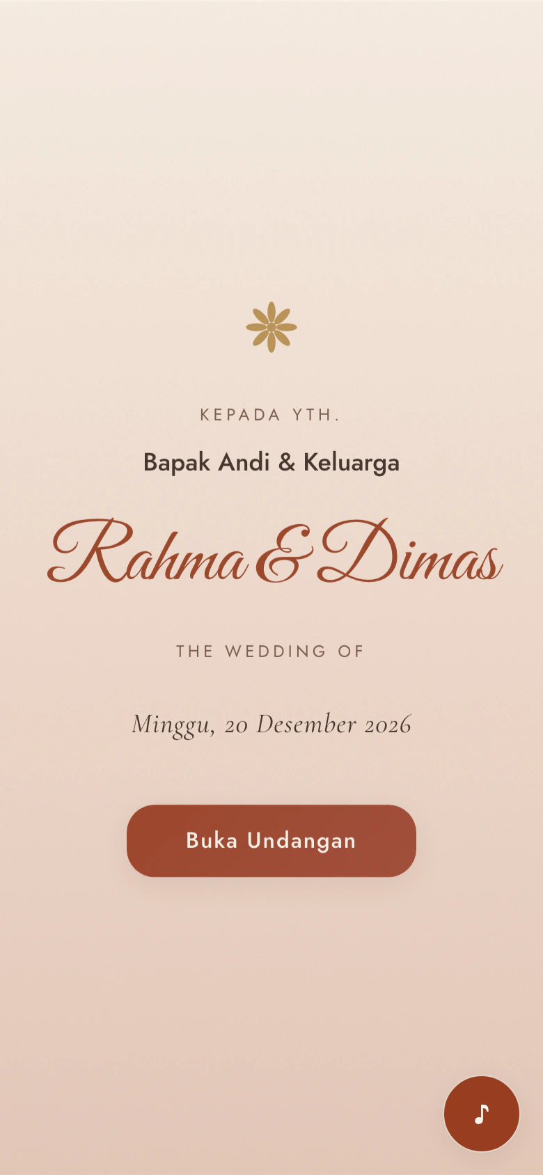 Tema undangan pernikahan digital Terracotta Boho