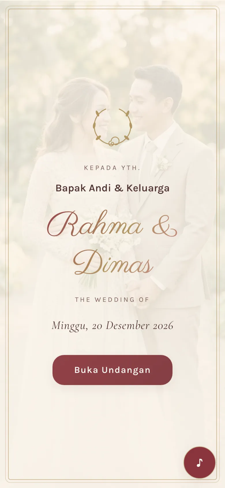 Tema undangan pernikahan digital English Rose