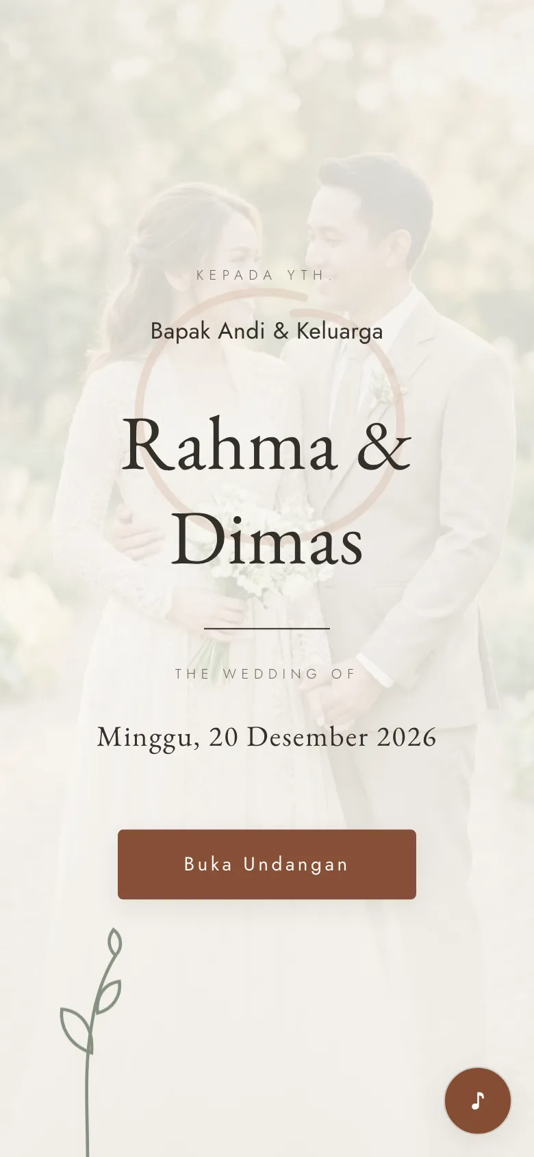 Tema undangan pernikahan digital Japandi
