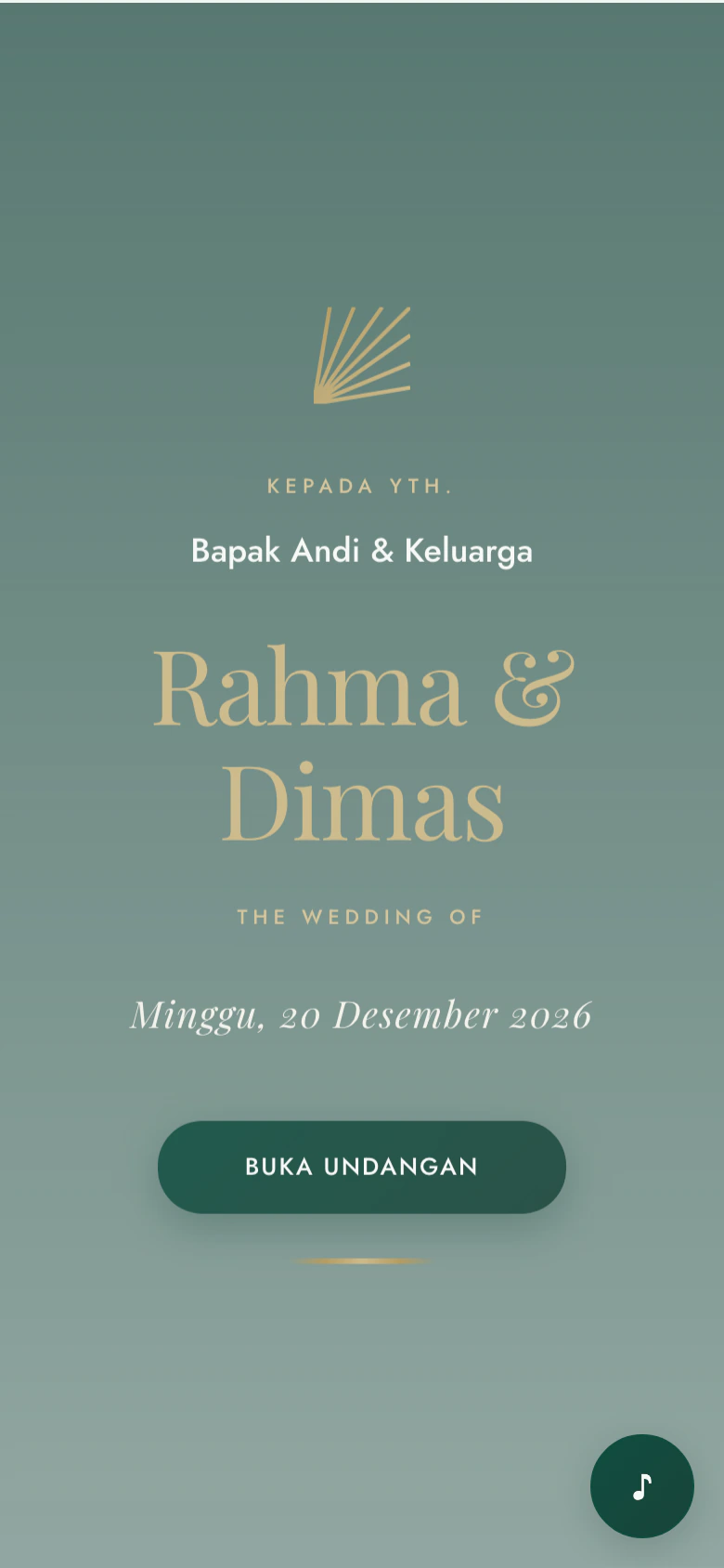 Tema undangan pernikahan digital Emerald Luxe