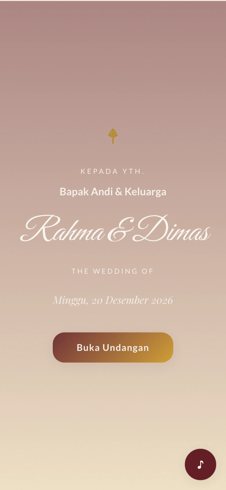 Tema undangan pernikahan digital Melayu Deli