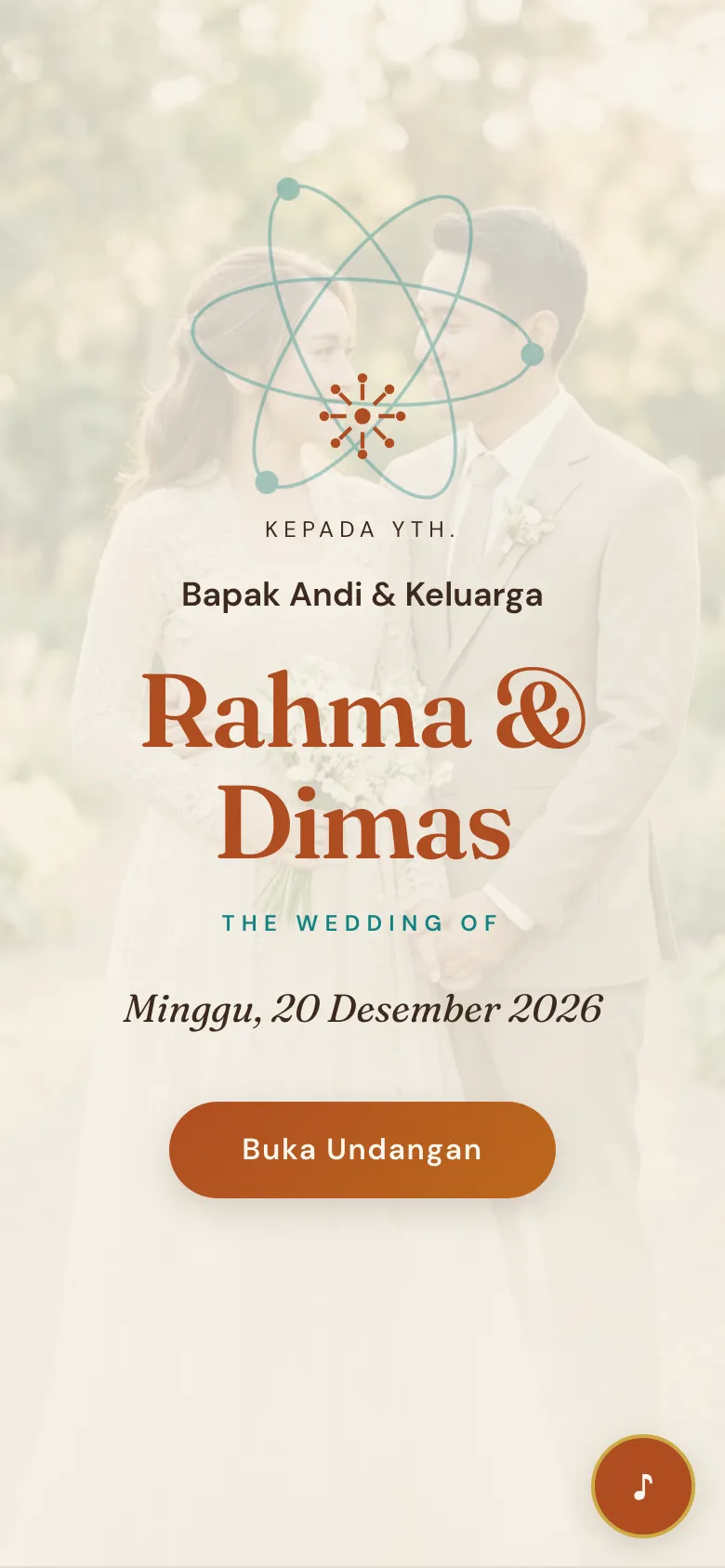 Tema undangan pernikahan digital Retro Mod
