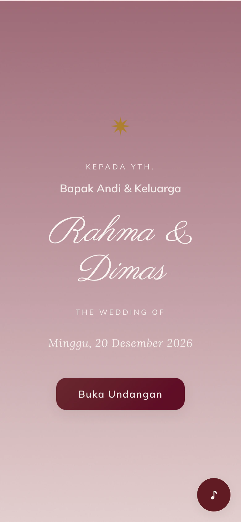 Tema undangan pernikahan digital Songket Minang