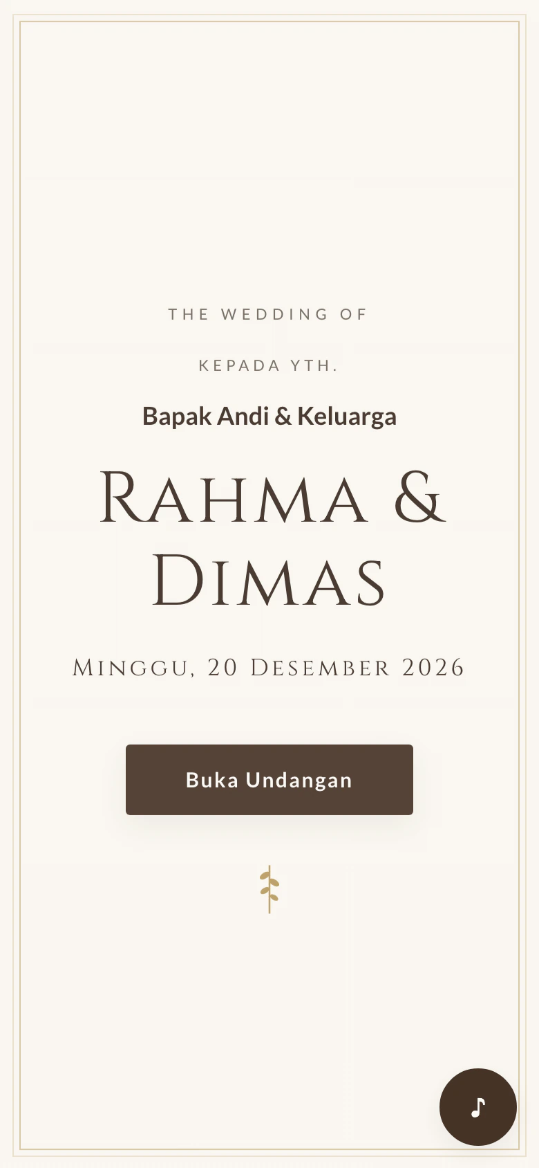 Tema undangan pernikahan digital Ivory Minimal