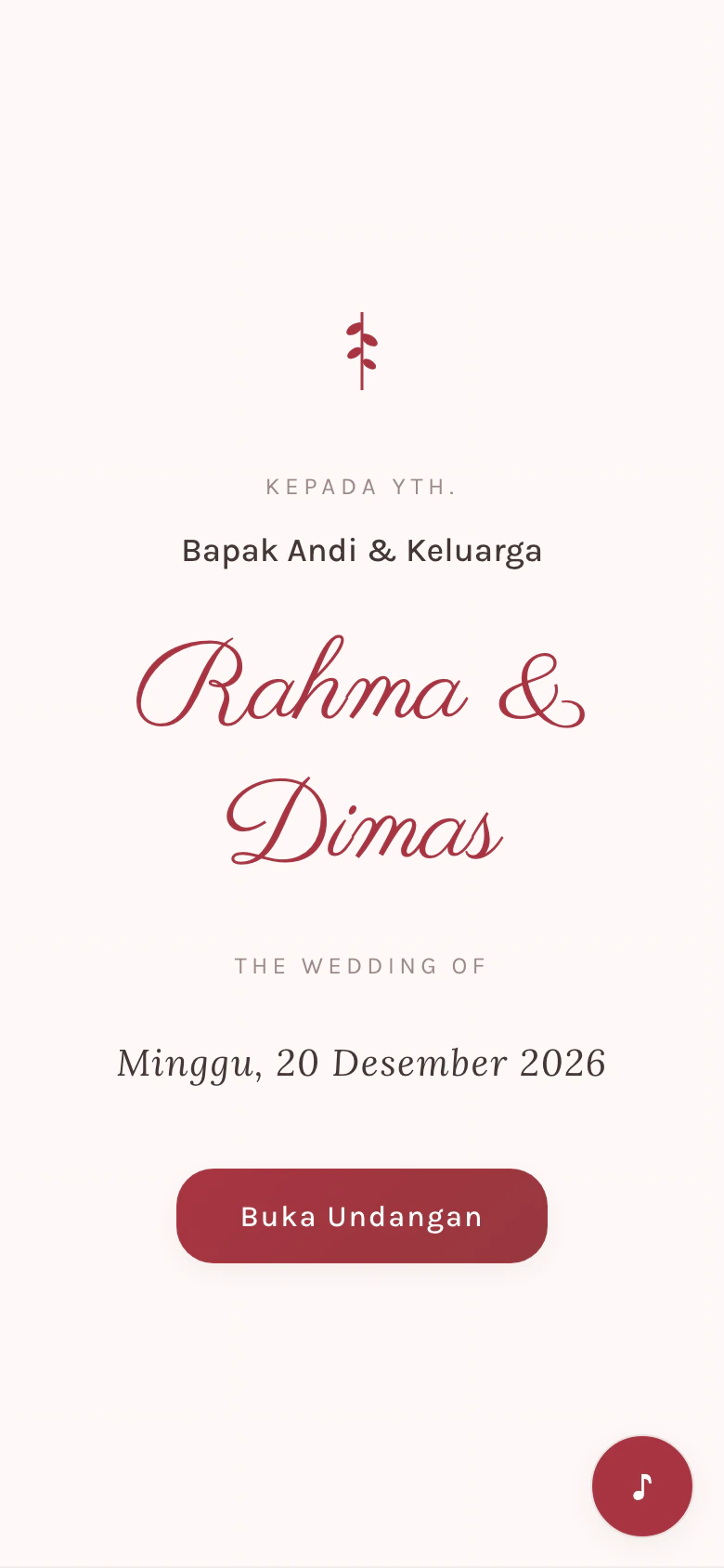 Tema undangan pernikahan digital Rose Quartz