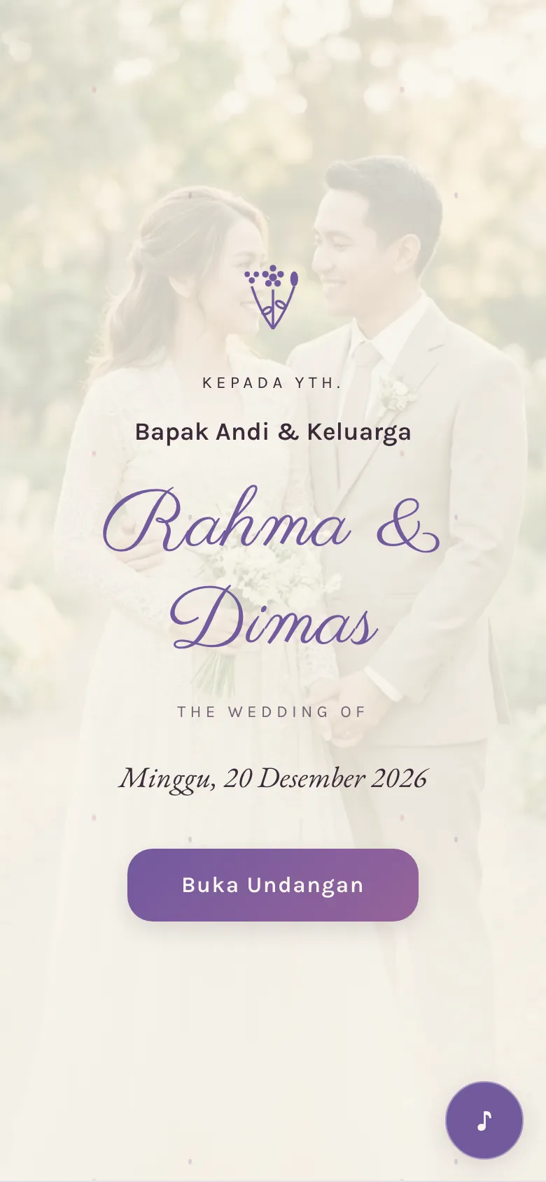 Tema undangan pernikahan digital Padang Bunga